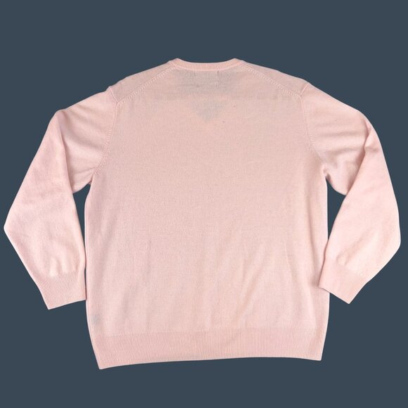 Alan Flusser  Mens XL Pink Sweater 100% Cashmere V Neck Pullover Soft Knit Class - Picture 2 of 11